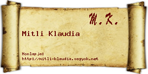 Mitli Klaudia névjegykártya